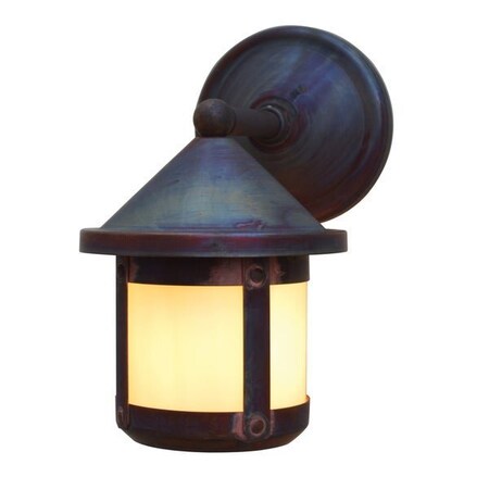 Arroyo Craftsman 6" Berkeley Short Body Wall Mount - Wet Rated, Rustic Brown, Rain Mist Glass BB-6SWRM-RB